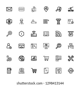 Editable 36 internet icons for web and mobile. Set of internet included icons line Conversion, Album, Cards, Shopping cart, Map, Record, Configuration, Smartphone on white background