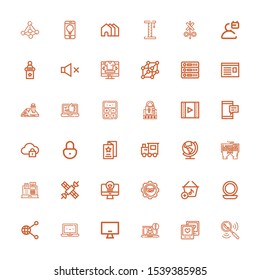 Editable 36 internet icons for web and mobile. Set of internet included icons line Search, Picture, Laptop, Monitor, Share, Mirror, Basket, Settings, Computer on white background