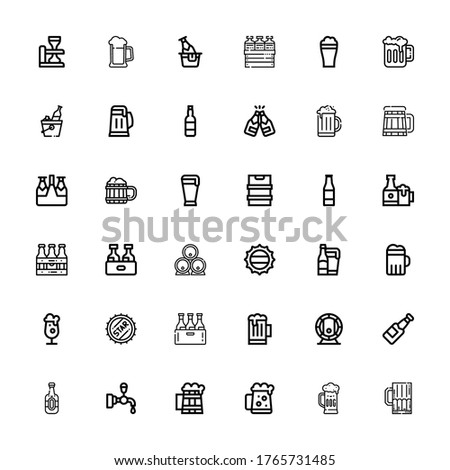 Editable 36 lager icons for web and mobile. Set of lager included icons line Beer, Dark beer, Beer tap, Bottle cap, Beers, bottle on white background