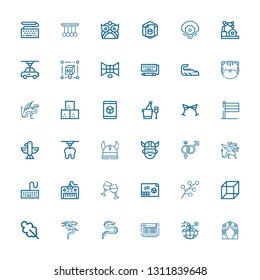 Editable 36 logotype icons for web and mobile. Set of logotype included icons line Arch, Nature, Keyboard, Dragon, Oak leaf, d, Branch, Cheers, Symbol, Viking on white background