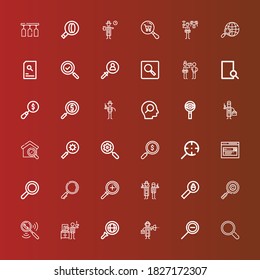 Bearbeitbar 36 Loupe Icons für Web und Mobile. Set mit den Loupen inkludierte Symbole Zeile Zauberer, Verkleinern, Erkennen, Suchen, Vergrößern von Glas, Zoom, Glas auf Rot