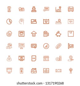Editable 36 money icons for web and mobile. Set of money included icons line Bandit, Money, Cashier, Online shopping, Ecommerce, Coin, Store, Bill, Online shop on white background