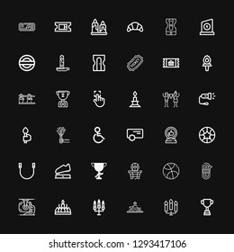 Editable 36 one icons for web and mobile. Set of one included icons line Trophy, Candles, Podium, Candle, Ladle, Rope, Basketball, Reward, Handicap, Torch on black background