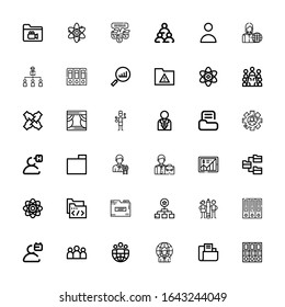 Editable 36 iconos de organización para web y móvil. Conjunto de organizaciones incluían iconos línea Carpetas, Carpeta, Empresario, Líder, Grupo, Usuario, Archivo, Trabajo en equipo sobre fondo blanco
