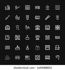 Editable 36 oven icons for web and mobile. Set of oven included icons line Mixer, Microwave, Fryer, Stove, Toaster, Oven, Ketchup, Burner, Microwave Fireplace on black background