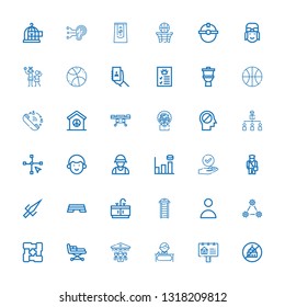 Editable 36 people icons for web and mobile. Set of people included icons line Ngo, Advertisement, Receptionist, Organization, Stretcher, Arms, Network, User on white background