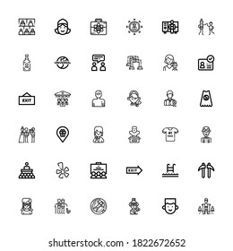 Editable 36 people icons for web and mobile. Set of people included icons line Hiking, Avatar, Skier, Zorbing, Couple, Girl, Kusarigama, Swim, Exit, Team, Yelp on white background