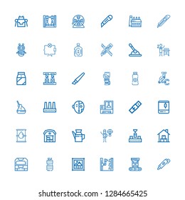 Editable 36 production icons for web and mobile. Set of production included icons line d printing pen, Robot arm, Image gallery, Oil, Machine, Warehouse, Conveyor on white background