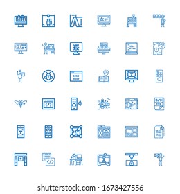 Editable 36 program icons for web and mobile. Set of program included icons line Graphic designer, d printer, d printers, Code, Software, Coding, Web design on white background