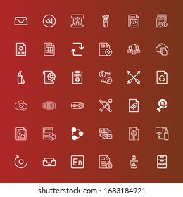 Editable 36 refresh icons for web and mobile. Set of refresh included icons line Inbox, Recycling, File, Encore, Rotate, Sync, Exchange, Arrow, Switch on, Rotating, Recycle on red