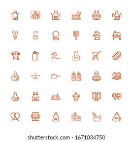 Editable 36 salt icons for web and mobile. Set of salt included icons line Apron, Seasoning, Cooking, Grill, Pretzel, Condiment, Pan, Isotonic, Salt, Spices on white background