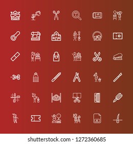 Editable 36 scissors icons for web and mobile. Set of scissors included icons line Hair, Illustrator, Gardener, Garden, Coupon, Hair straightener, Comb, Cut, Saloon, Scissors on red