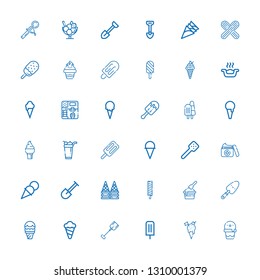 Editable 36 scoop icons for web and mobile. Set of scoop included icons line Ice cream, Shovel, Cream, Slotted spoon, Litter box, Wooden spoon, Scoop on white background