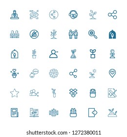 Editable 36 share icons for web and mobile. Set of share included icons line Sprout, Logout, Plant, Ui, Shared folder, Text lines, Edit tools, Dropbox, Share on white background