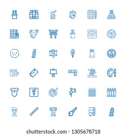 Editable 36 sketch icons for web and mobile. Set of sketch included icons line Pisa, Sketchbook, Art, Architecture, Hairpin, Artist, Crayon, Crayons, Stork on white background