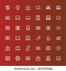 Iconos editables de pantalla táctil para web y móvil. Juego de pantalla táctil incluido iconos línea Laptop, Sin teléfonos, Celular, Sin teléfono, Insertar moneda, Teléfono móvil, Ipad, Inclinación en rojo