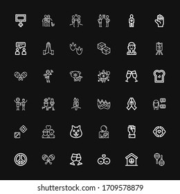 Editable 36 two icons for web and mobile. Set of two included icons line Maraca, Peace, Friends, Toast, Maracas, Peace sign, Friendship, Hand, Friend, Dog on black background