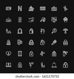 Editable 36 unlock icons for web and mobile. Set of unlock included icons line Unlocked, Detective, Padlock, Login, Access, Padlocks, Password, Key, Lock, Handle on black background