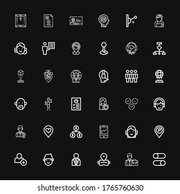 Editable 36 user icons for web and mobile. Set of user included icons line Switches, Employee, Virtual reality, Businessman, Man, Add user, Placeholder, Avatar on black background