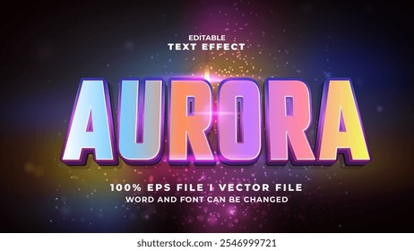 editable 3d aurora bold text effect.typhography logo
