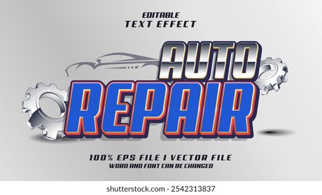 editable 3d auto repair bold text effect.typhography logo