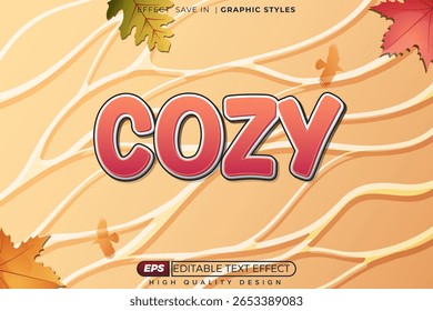 Editable 3d autumn text effect cozy for seasonal design