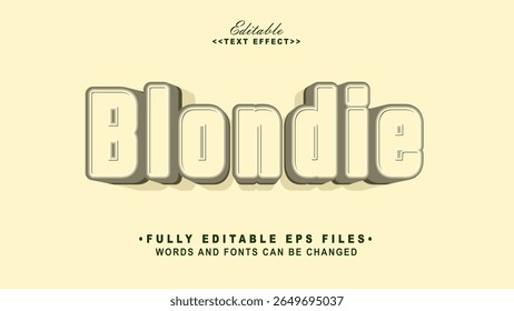 editable 3d blondie lowercase text effect.typhography logo