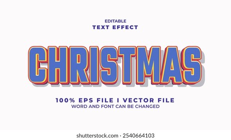 editable 3d blue christmas bold text effect.typhography logo