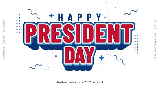 Efecto de texto de estilo de dibujos animados en negrita 3D editable con palabras del día del presidente