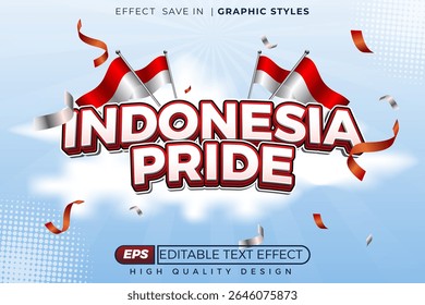 Editable 3d bold style text effect indonesia pride for celebration poster