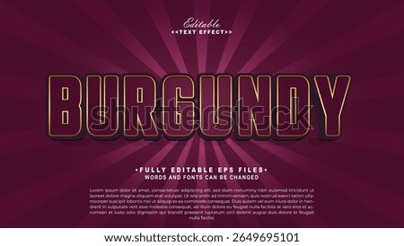 editable 3d burgundy text effect.typhography logo