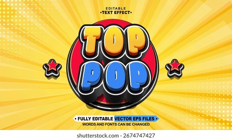 editierbarer 3D-Cartoon-Stil Top-Pop-Text-Effekt.Typhografie-Logo