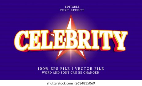 Efecto de texto de celebridad 3D editable. Logo de tifografía