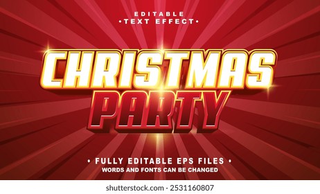 Efecto de texto de fiesta de Navidad 3D editable. Logo de tifografía