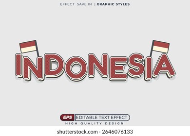 Editable 3d classic text effect indonesia for independence day poster