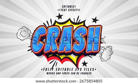 editable 3d crash cartoon style text effect.typhography logo