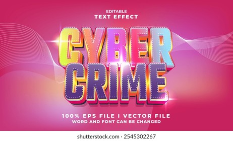 editable 3d cyber crime bold text effect.typhography logo