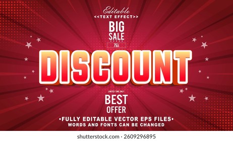 editable 3d discount bold text effect.typhography logo