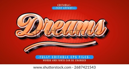 editable 3d dreams lowercase text effect.typhography logo