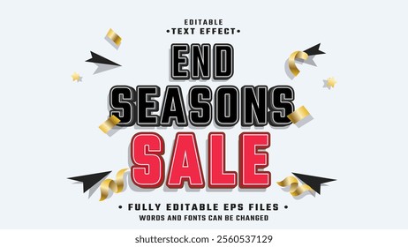 editable 3d end seasons sale text effect.typhography logo