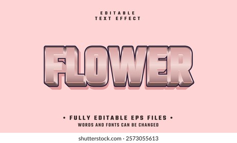 editable 3d flower rose gold text effect.typhography logo