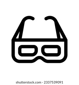 Gafas 3d editables, película 3d, icono vectorial de tecnología cinematográfica. Película, cine, entretenimiento. Parte de una familia de iconos grandes. Perfecto para interfaces web y de aplicaciones, presentaciones, infografías, etc