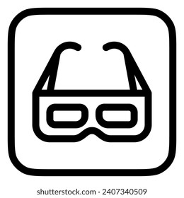 Gafas 3d editables, película 3d, icono vectorial de tecnología cinematográfica. Película, cine, entretenimiento. Parte de una familia de iconos grandes. Perfecto para interfaces web y de aplicaciones, presentaciones, infografías, etc