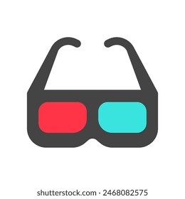 Editable 3d glasses, 3d film, film technology vector icon. Movie, cinema, entertainment. Part of a big icon set family. Perfect for web and app interfaces, presentations, infographics, etc