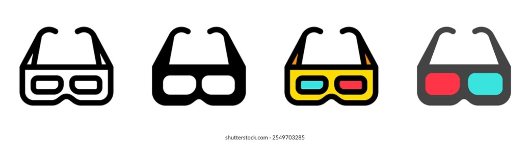 Editable 3d glasses, 3d film, film technology vector icon. Movie, cinema, entertainment. Part of a big icon set family. Perfect for web and app interfaces, presentations, infographics, etc