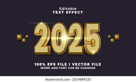 editable 3d gold 2025 text effect.typhography logo