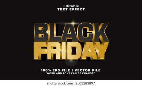 editable 3d gold and black black friday text effect.typhography logo