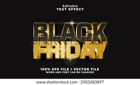 editable 3d gold and black black friday text effect.typhography logo