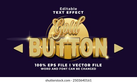 editable 3d gold button text effect.typhography logo