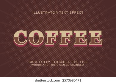 Editable 3d Gradient Modern Word Coffee Text Effect Design Template. Effects Saved In Graphic Style. Vector illustration.